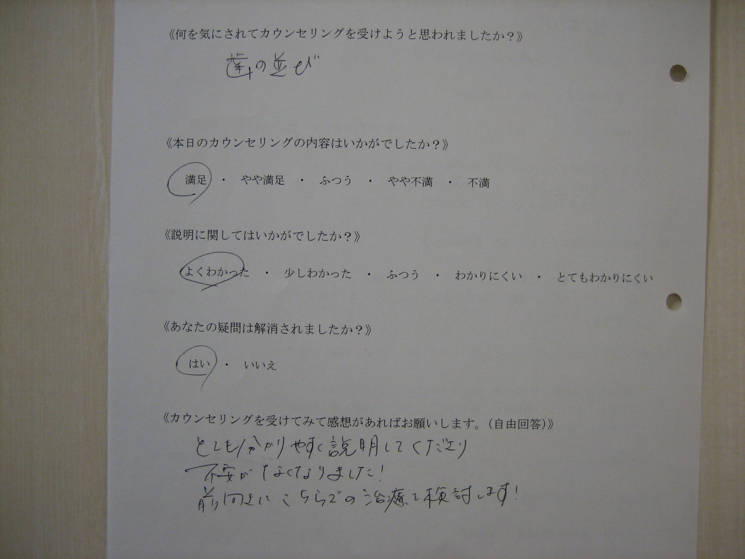 カウンセリング後アンケート　㉔