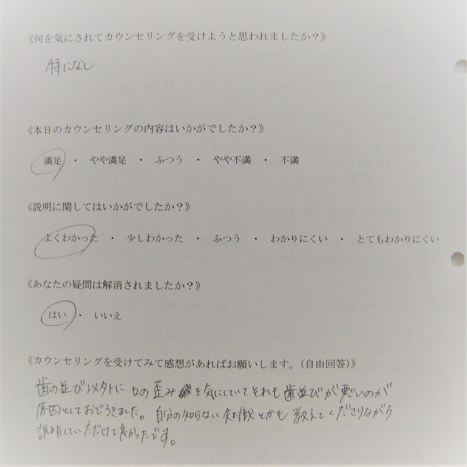 カウンセリング後アンケート ㉙