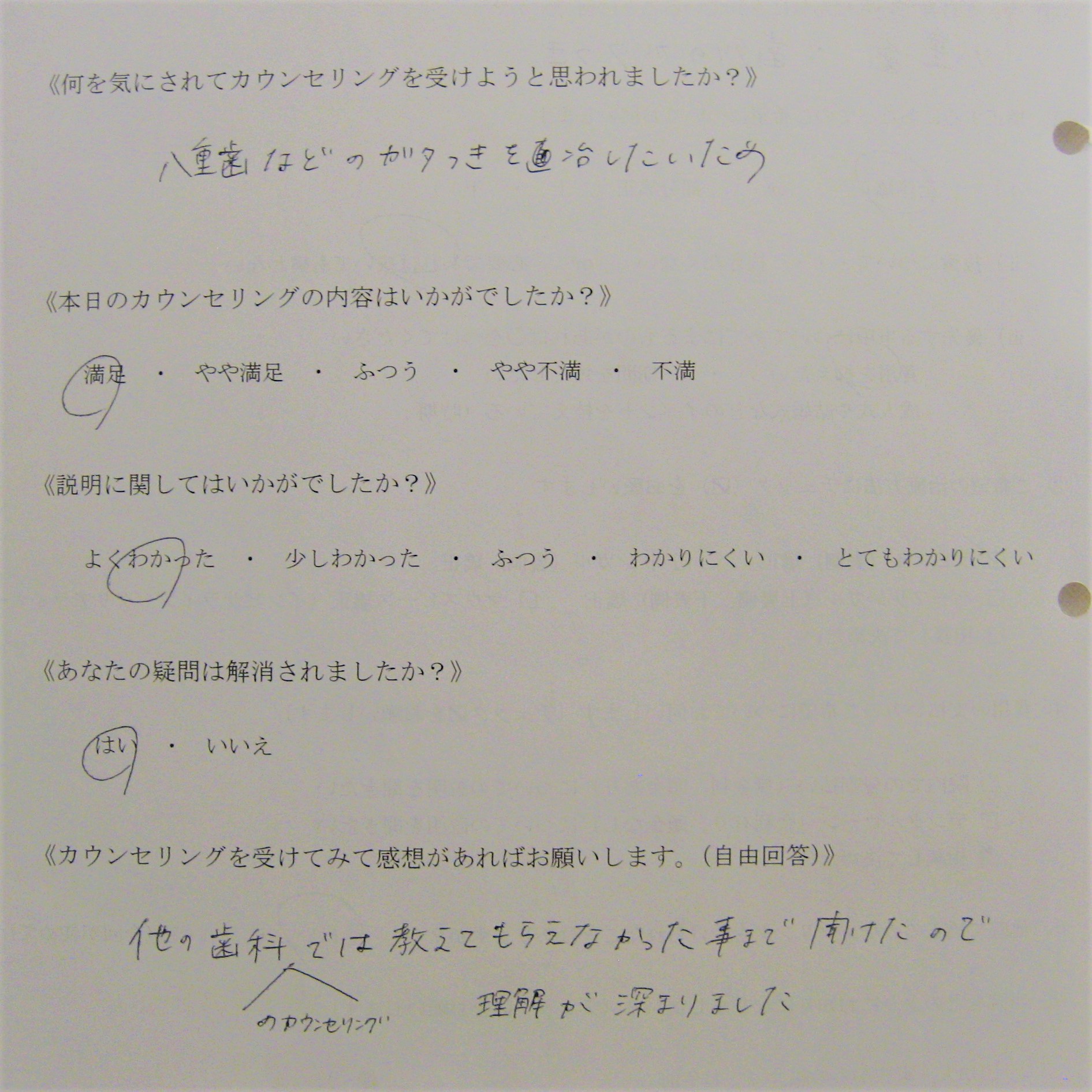 カウンセリング後アンケート ㉛