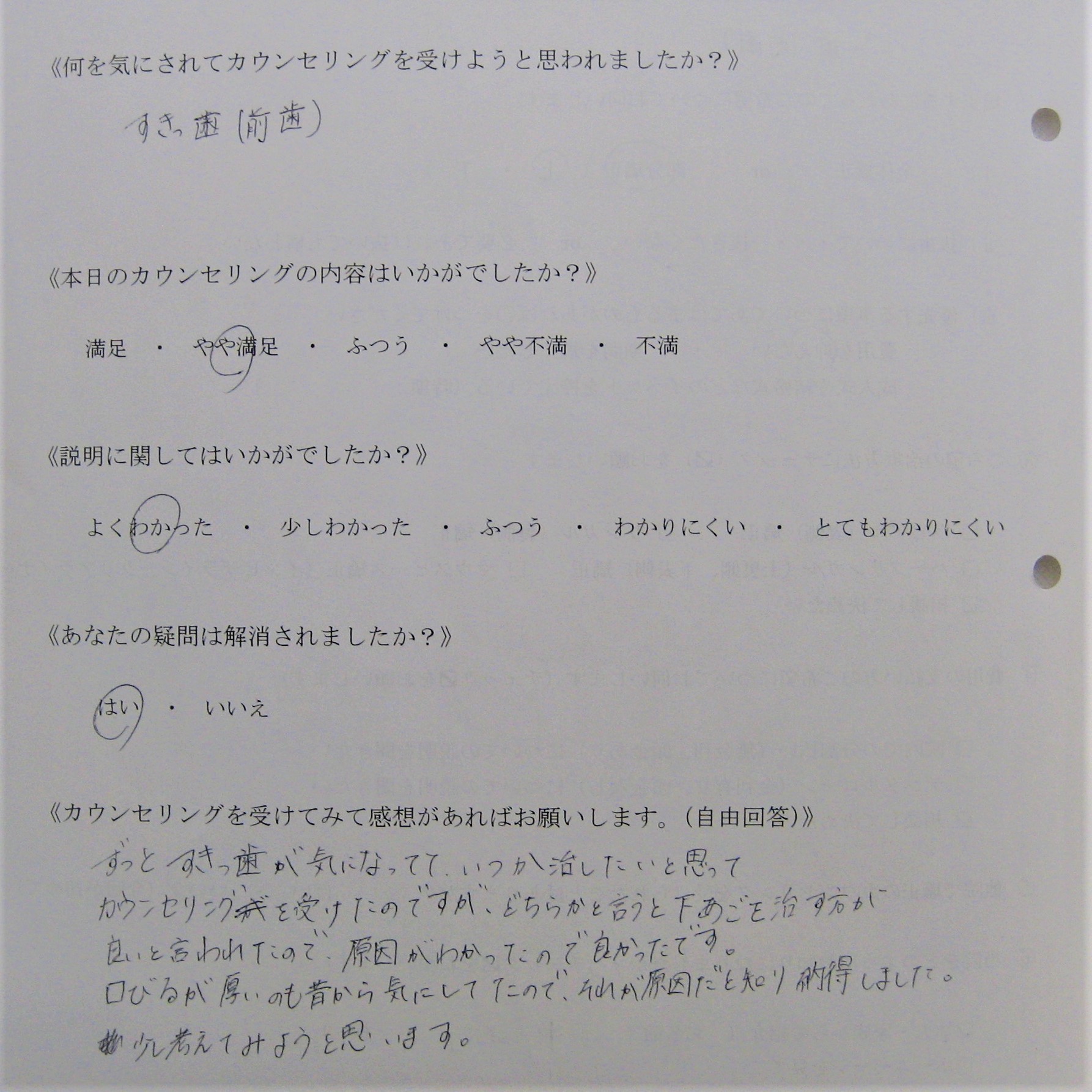 カウンセリング後アンケート ㊱