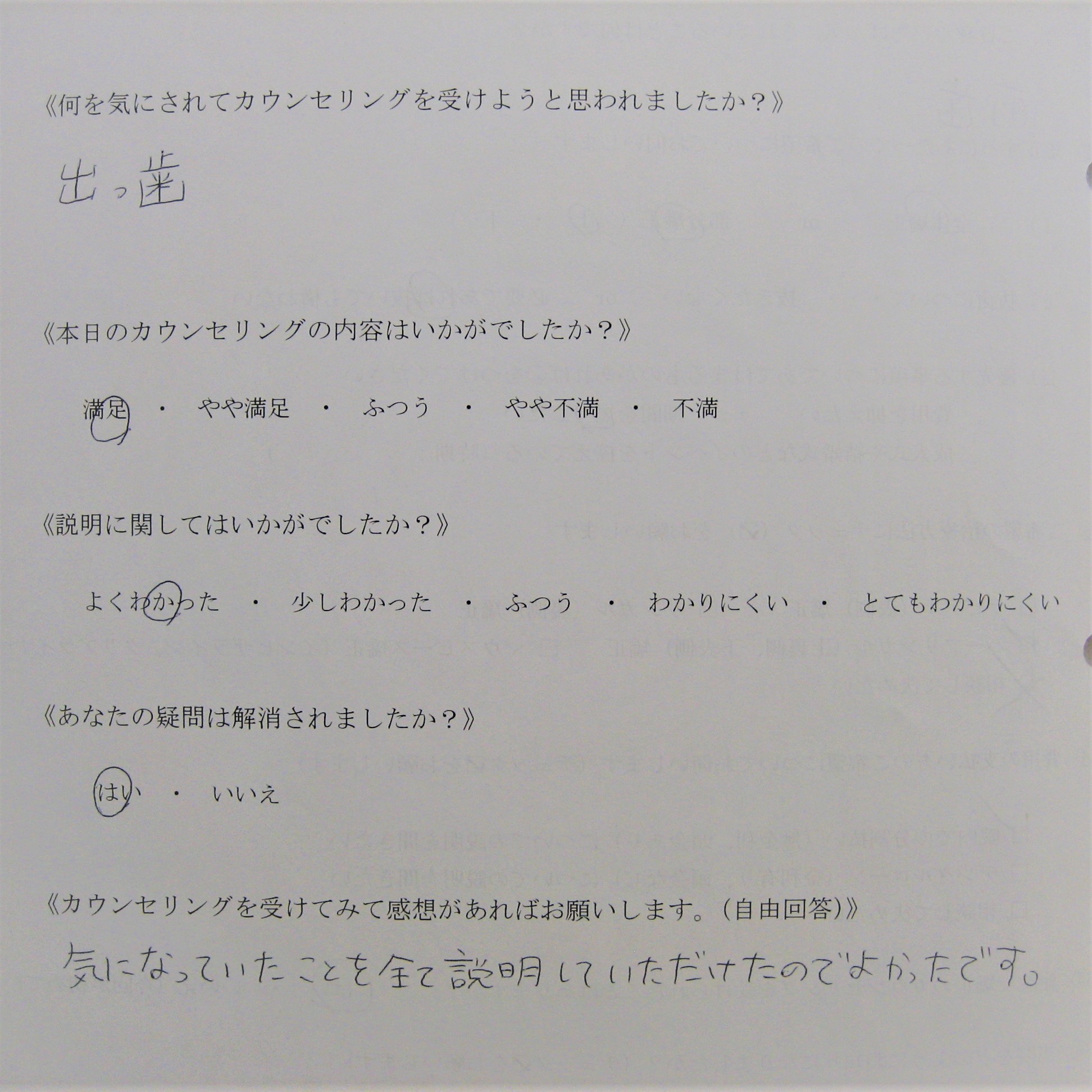 カウンセリング後アンケート ㊱