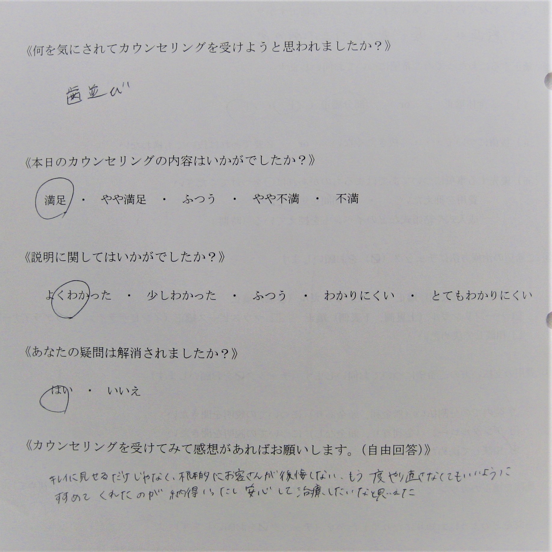 カウンセリング後アンケート ㊲