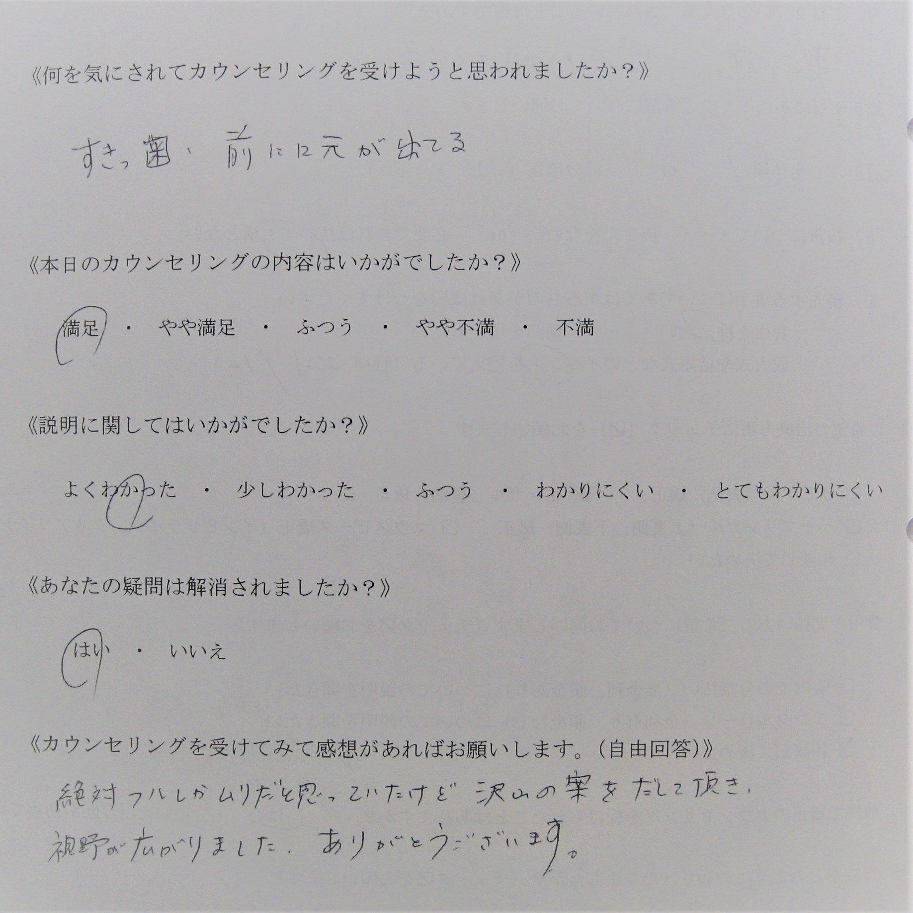 カウンセリング後アンケート ㊳