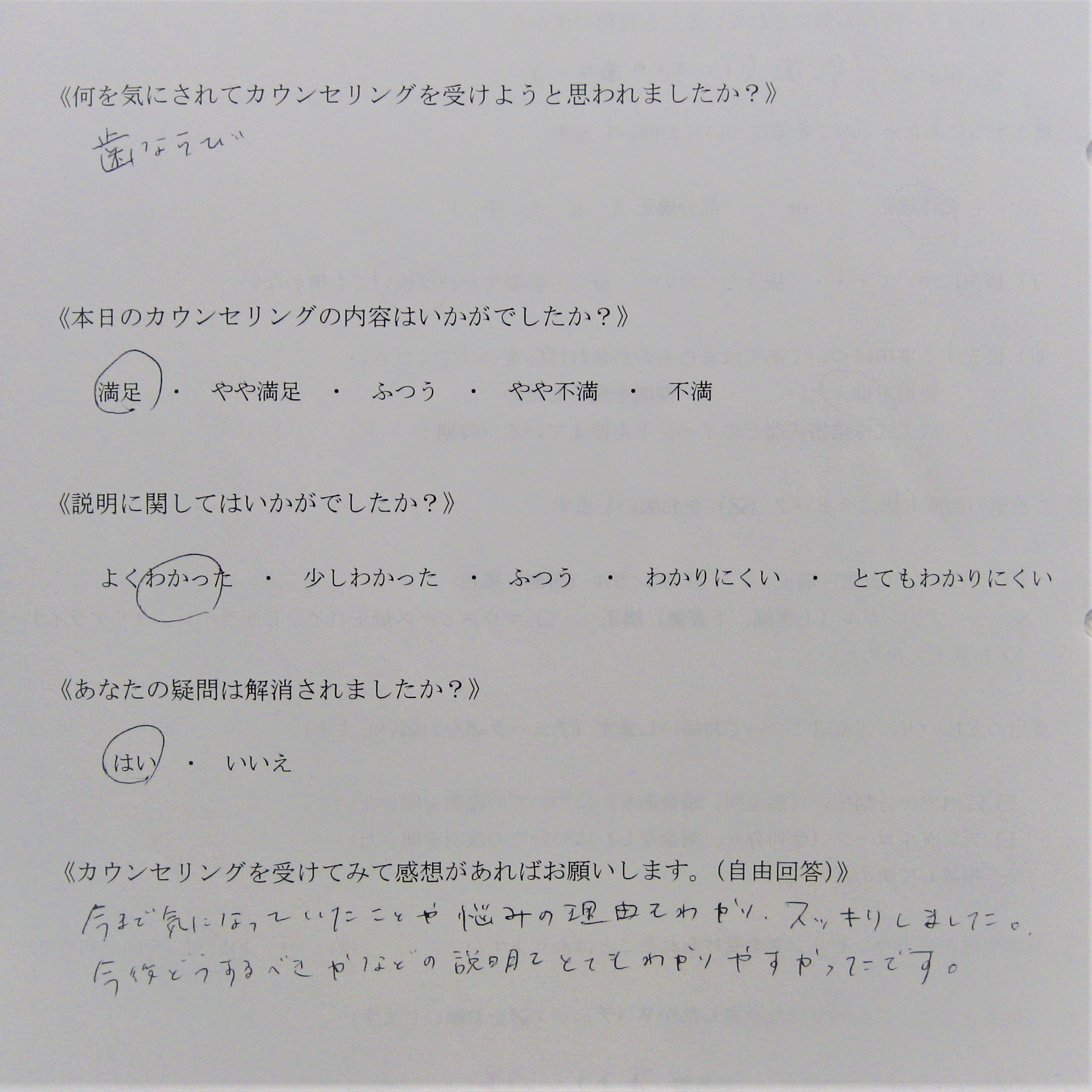 カウンセリング後アンケート ㊵