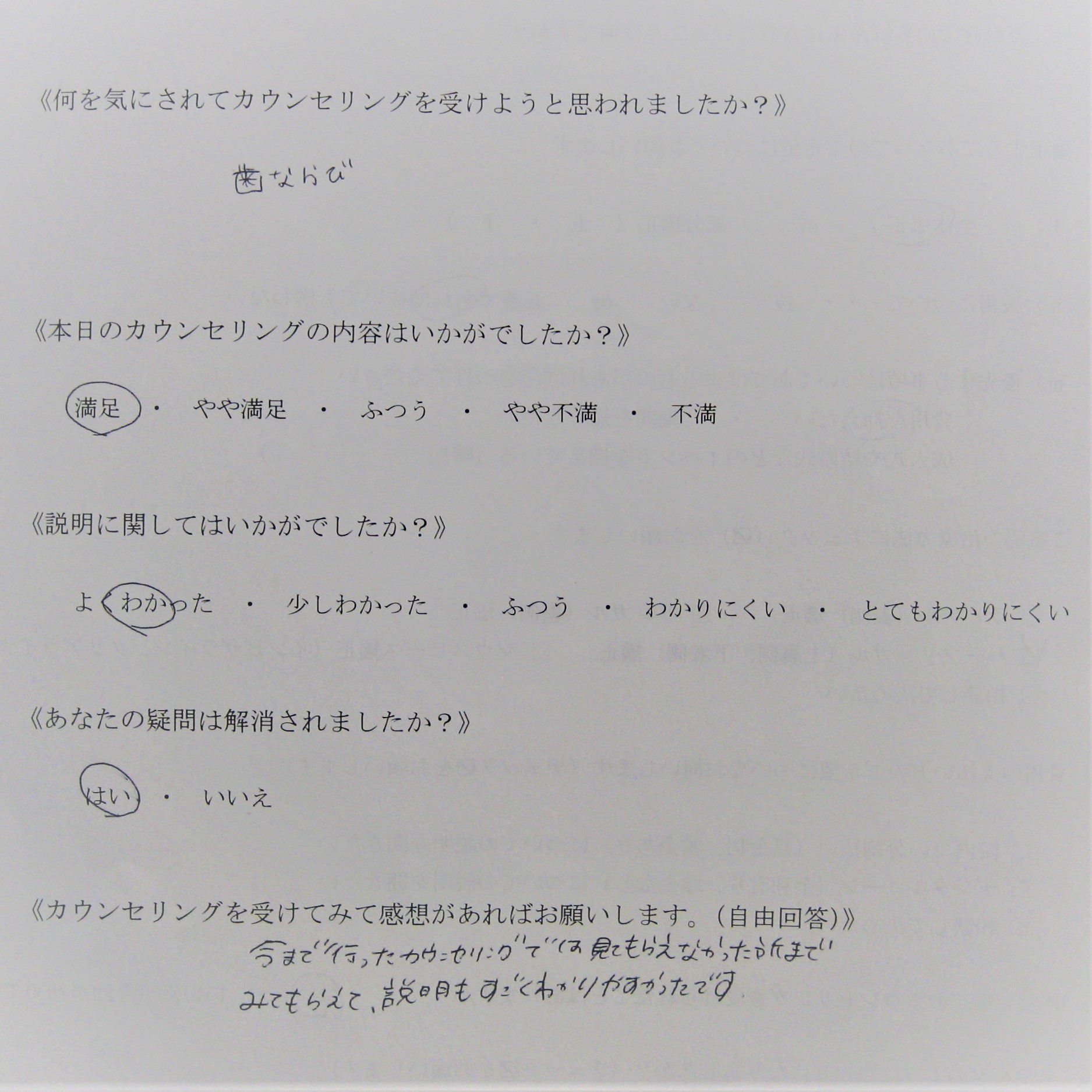 カウンセリング後アンケート ㊵