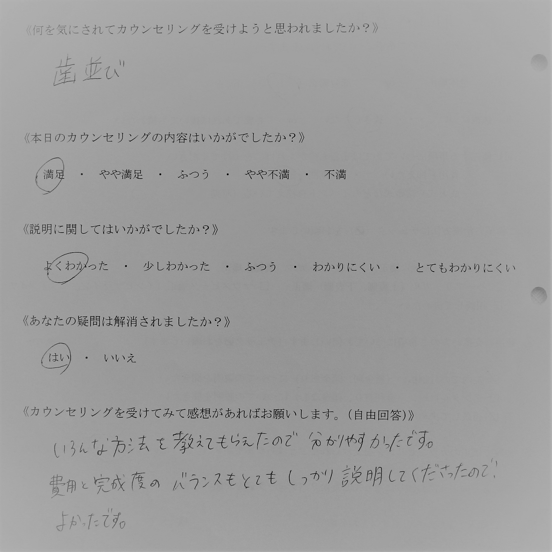 カウンセリング後アンケート ㊶