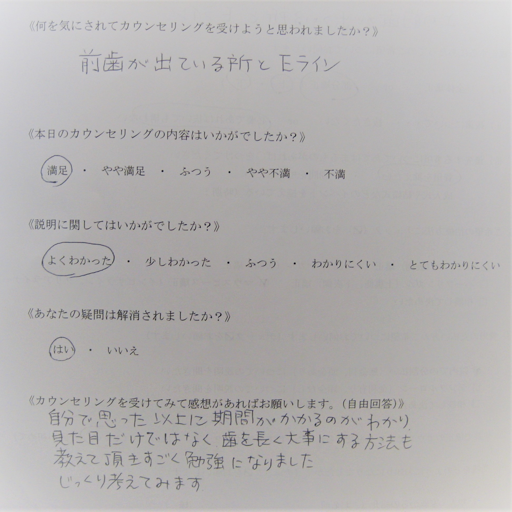 カウンセリング後アンケート ㊷
