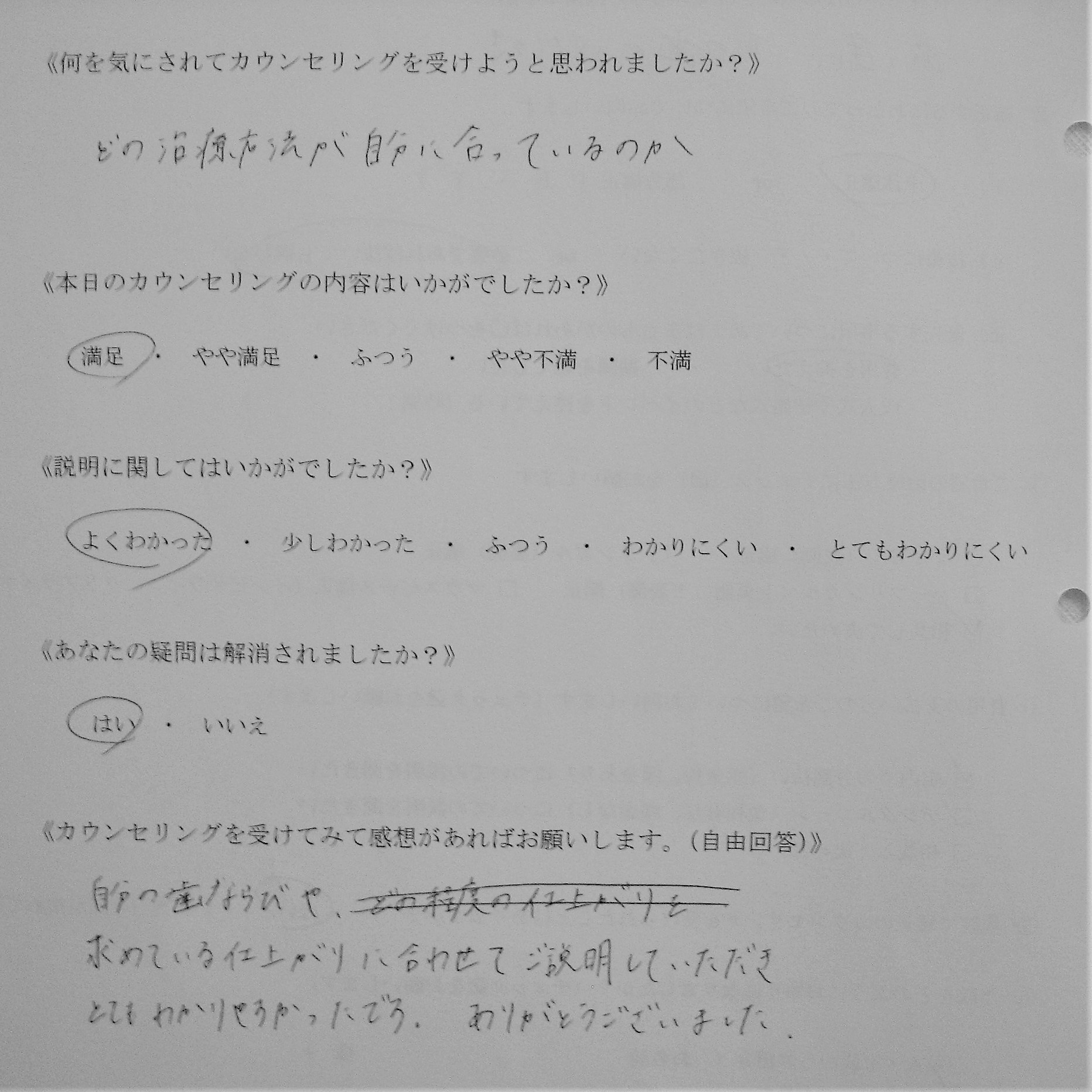 カウンセリング後アンケート(55)