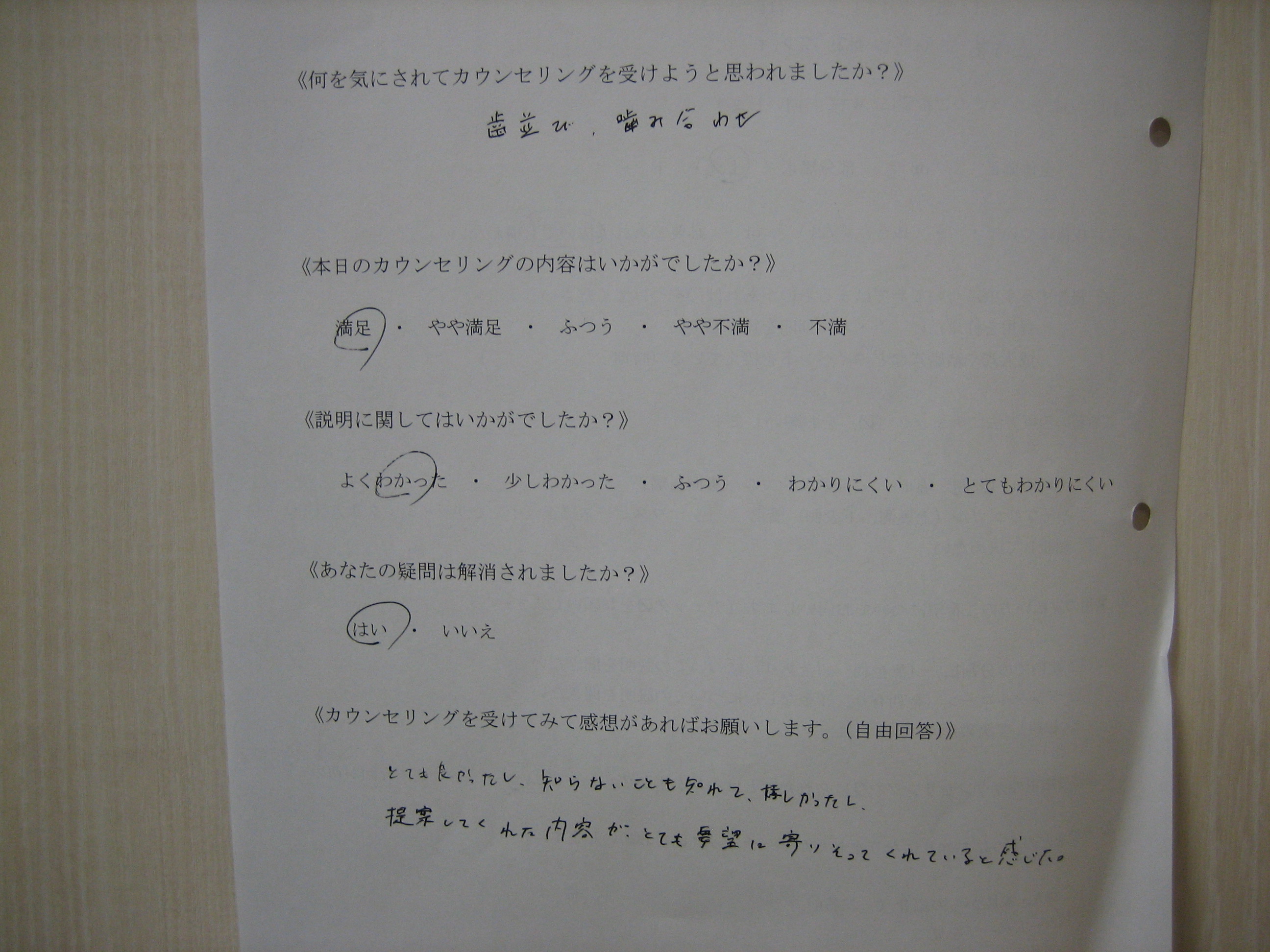 カウンセリング後アンケート 60