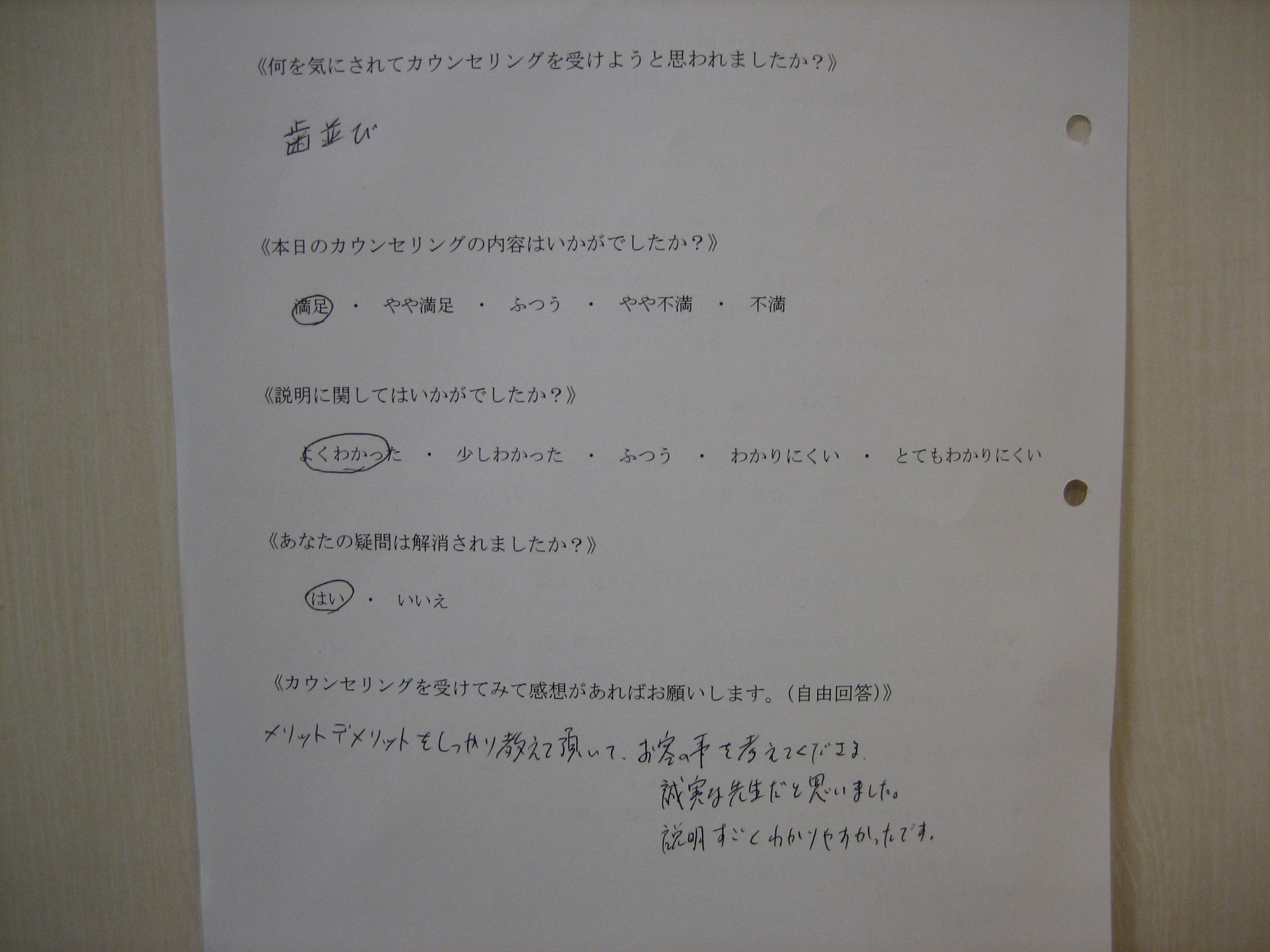 カウンセリング後アンケート 80