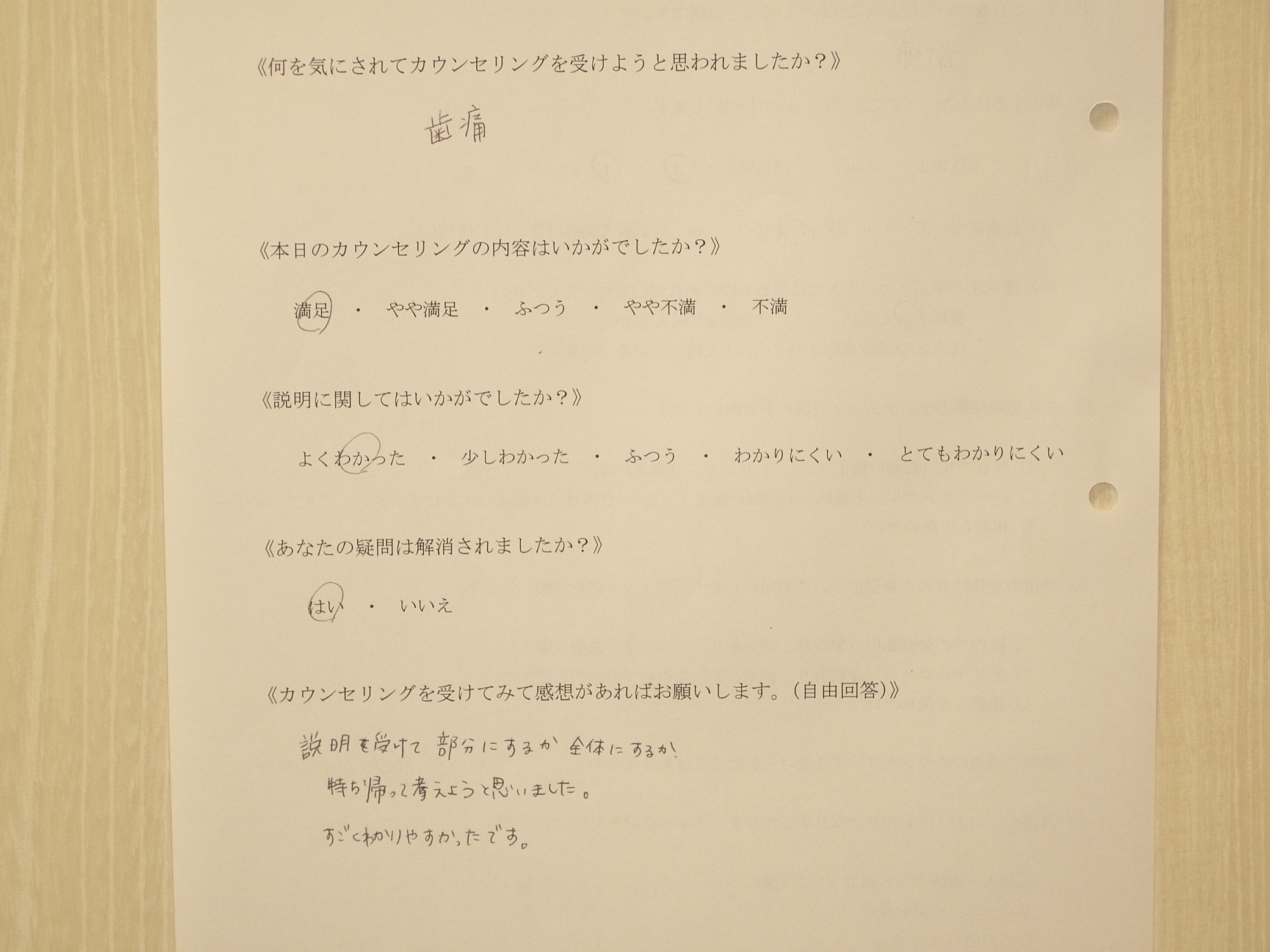 カウンセリング後アンケート75