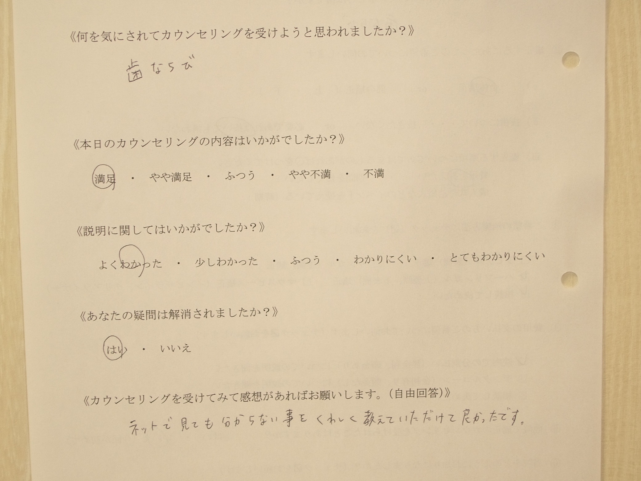 カウンセリング後アンケート78