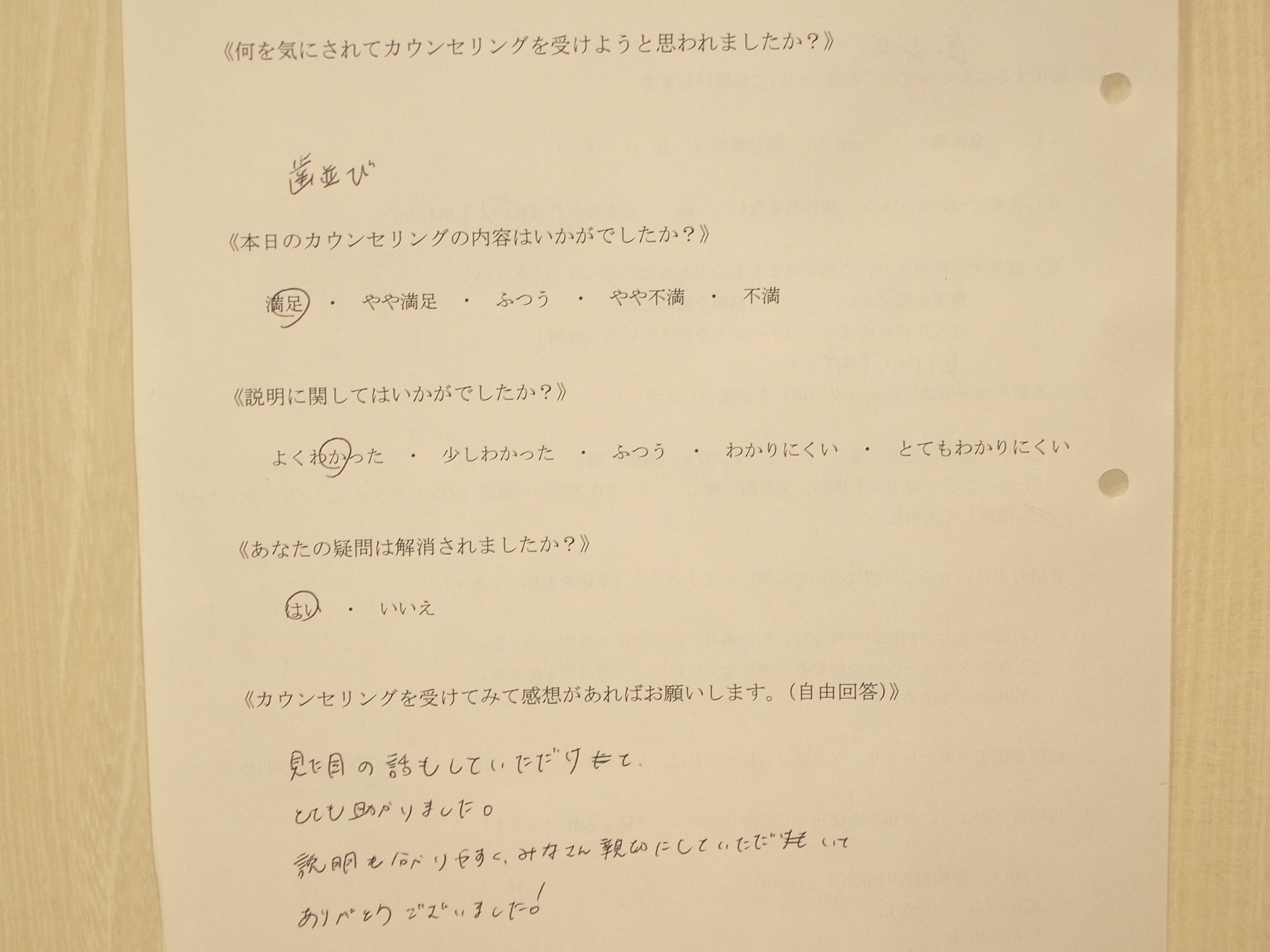 カウンセリング後アンケート78