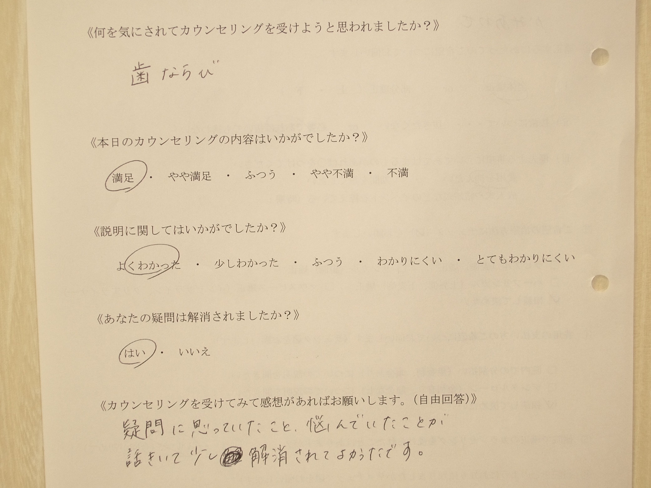カウンセリング後アンケート79