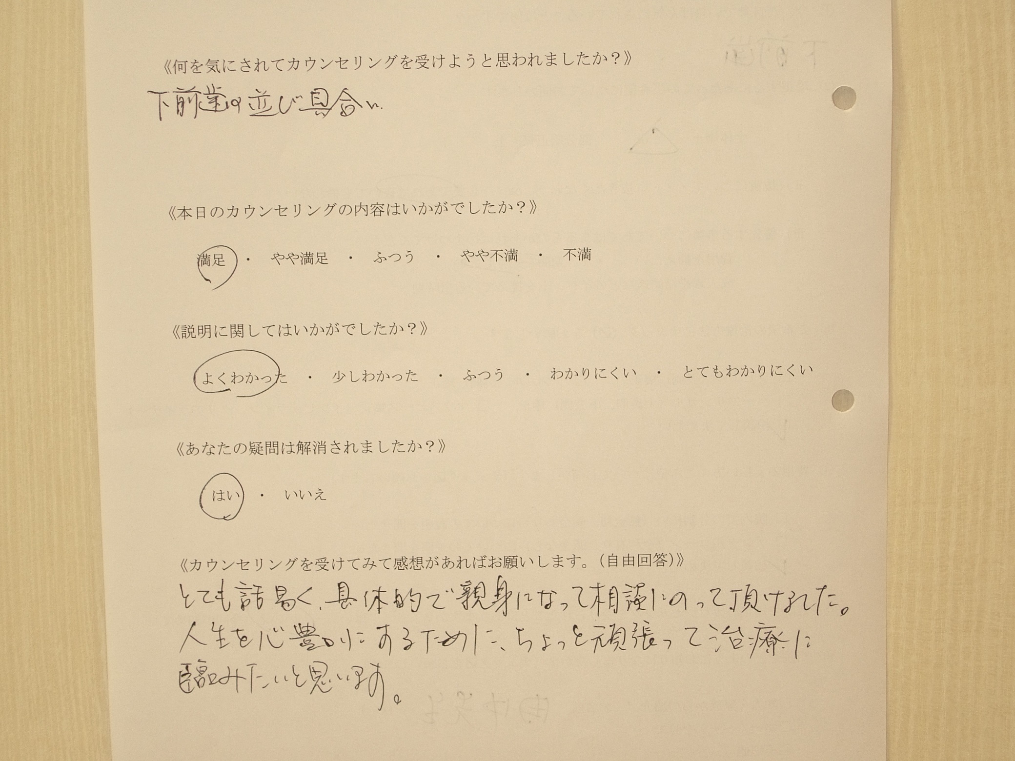 カウンセリング後アンケート80