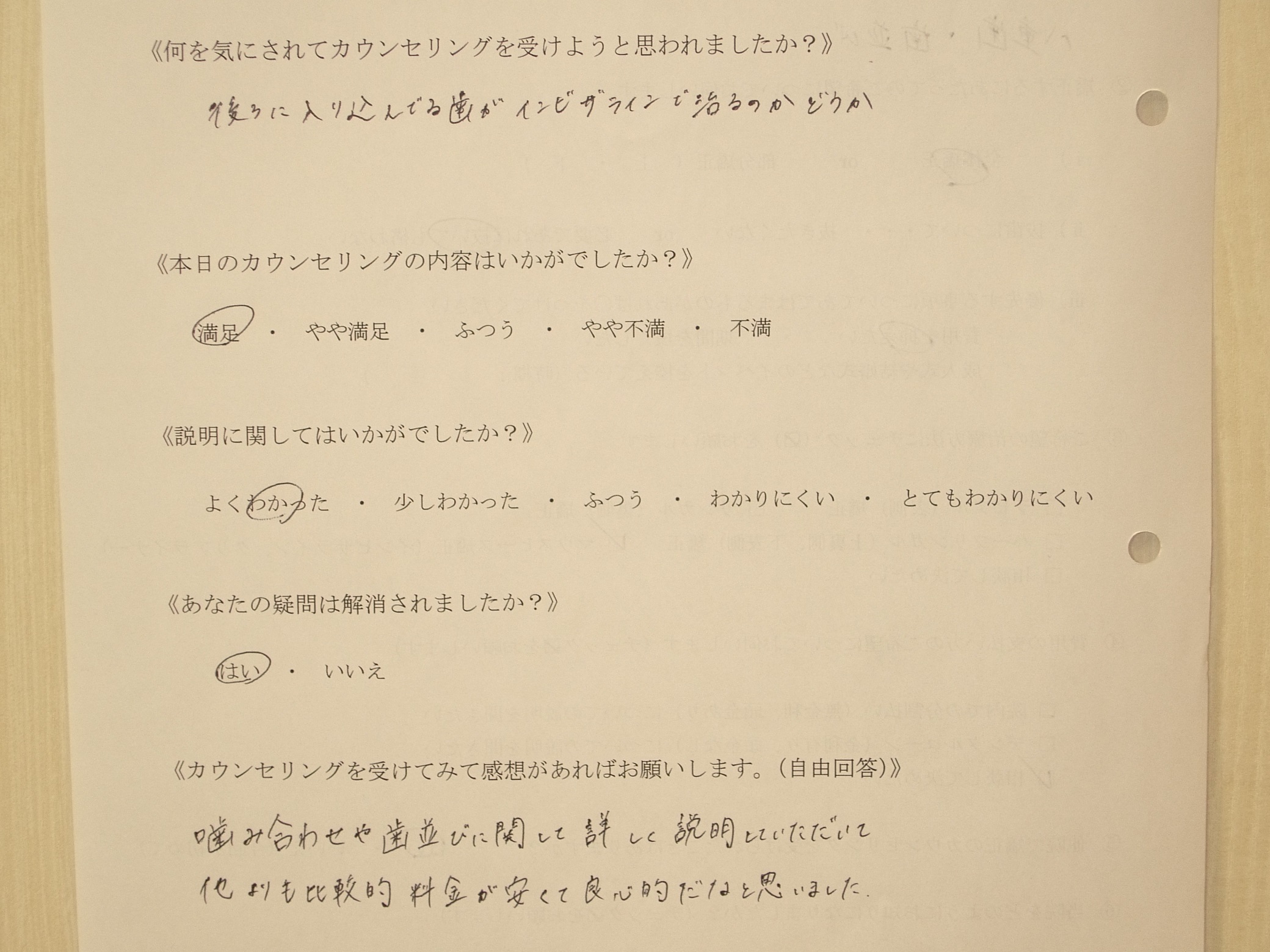カウンセリング後アンケート81