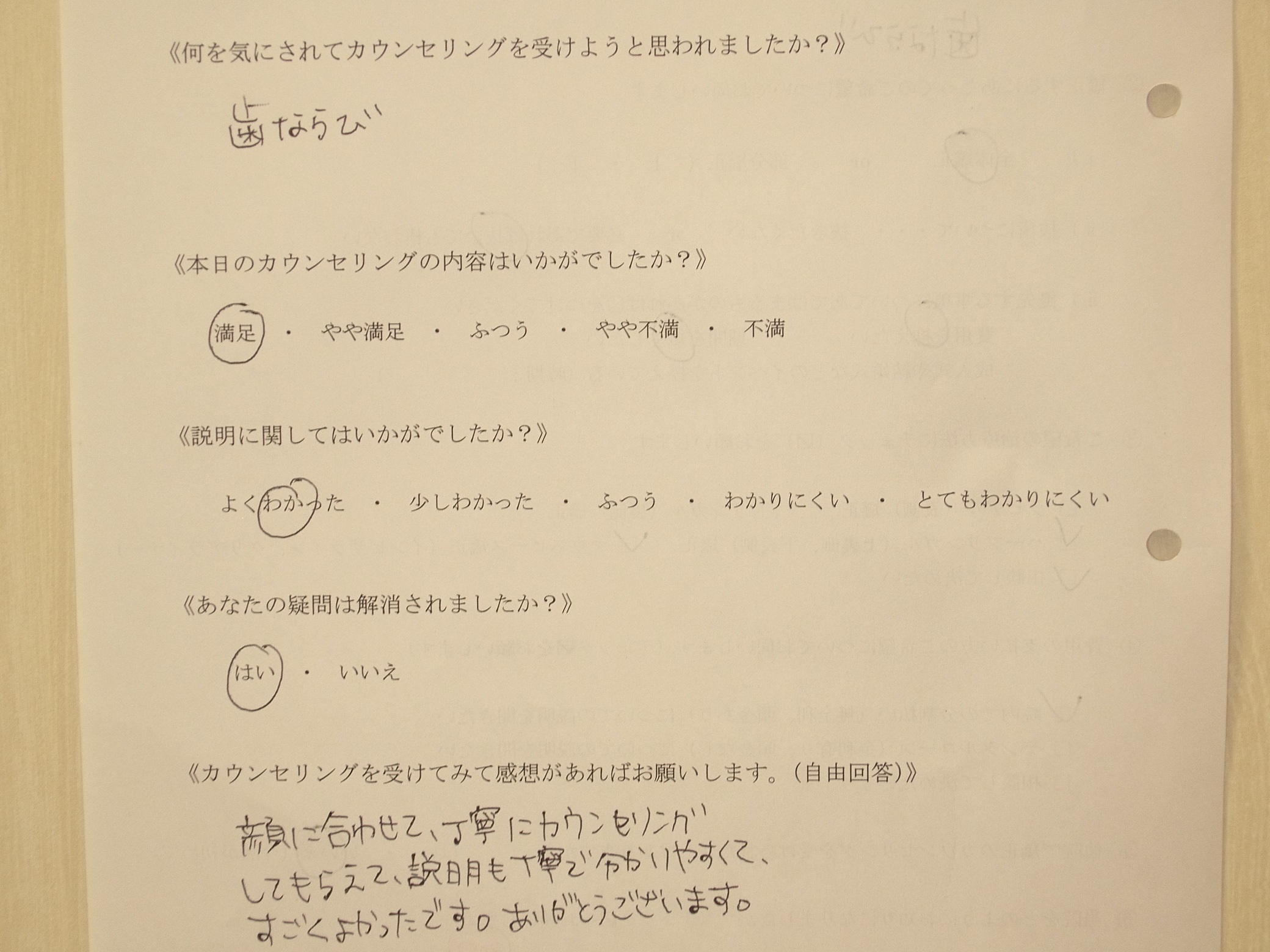 カウンセリング後アンケート82